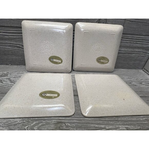 Eco Bamboo Retro Santa Christmas Cookie Plates 6" Set of 4 Holiday Serving - Picture 6 of 6